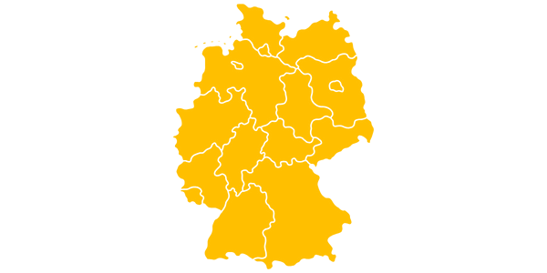 Karte von Deutschland mit weißen Grenzen der Bundesländer